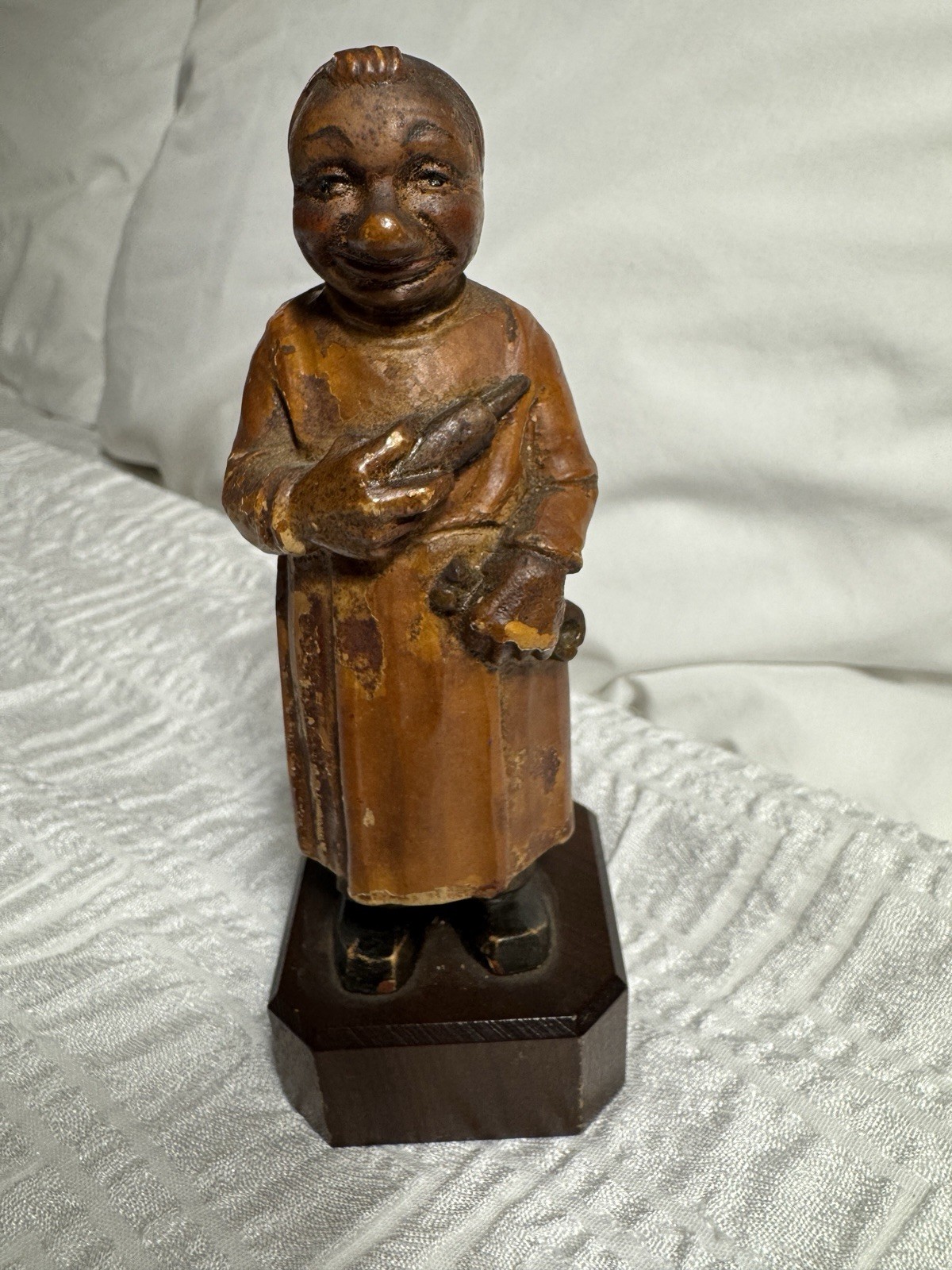RARE VINTAGE 1958 TORIART ANRI ITALY WOOD CARVING DENTIST FIGURE SCULPTURE 5.5\
