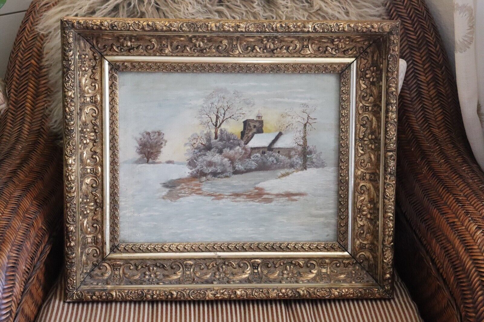 Antique Victorian Painting Picture Frame Gold Gilt Aesthetic fits 13.5\