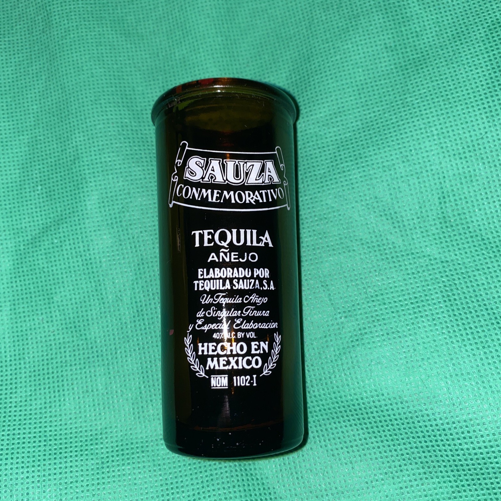 Sauza Conmemorativo Tequila Anejo Shot Glass Amber Vintage  Ship FREE