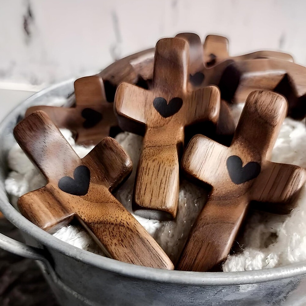 New Wooden Cross Fidget, 4Pcs Walnut Pocket Crosses - My Heart,... New Wooden Cross Fidget, 4Pcs Walnut Pocket Crosses - My Heart,...