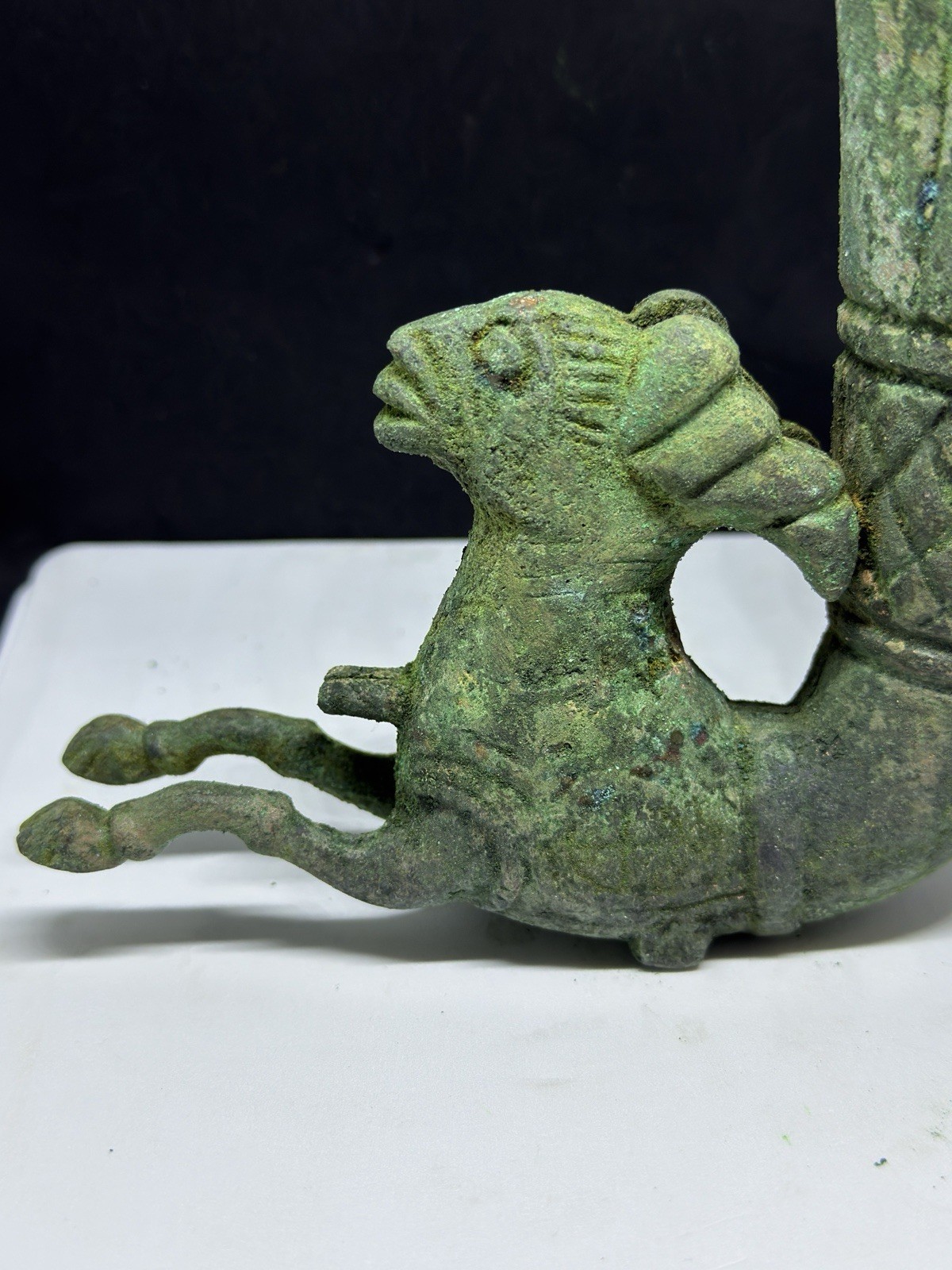 Wonderful Ancient Greek Bronze Rare Patina Rhyton Wine Cup With Animal protome Wonderful Ancient Greek Bronze Rare Patina Rhyton Wine Cup With Animal protome