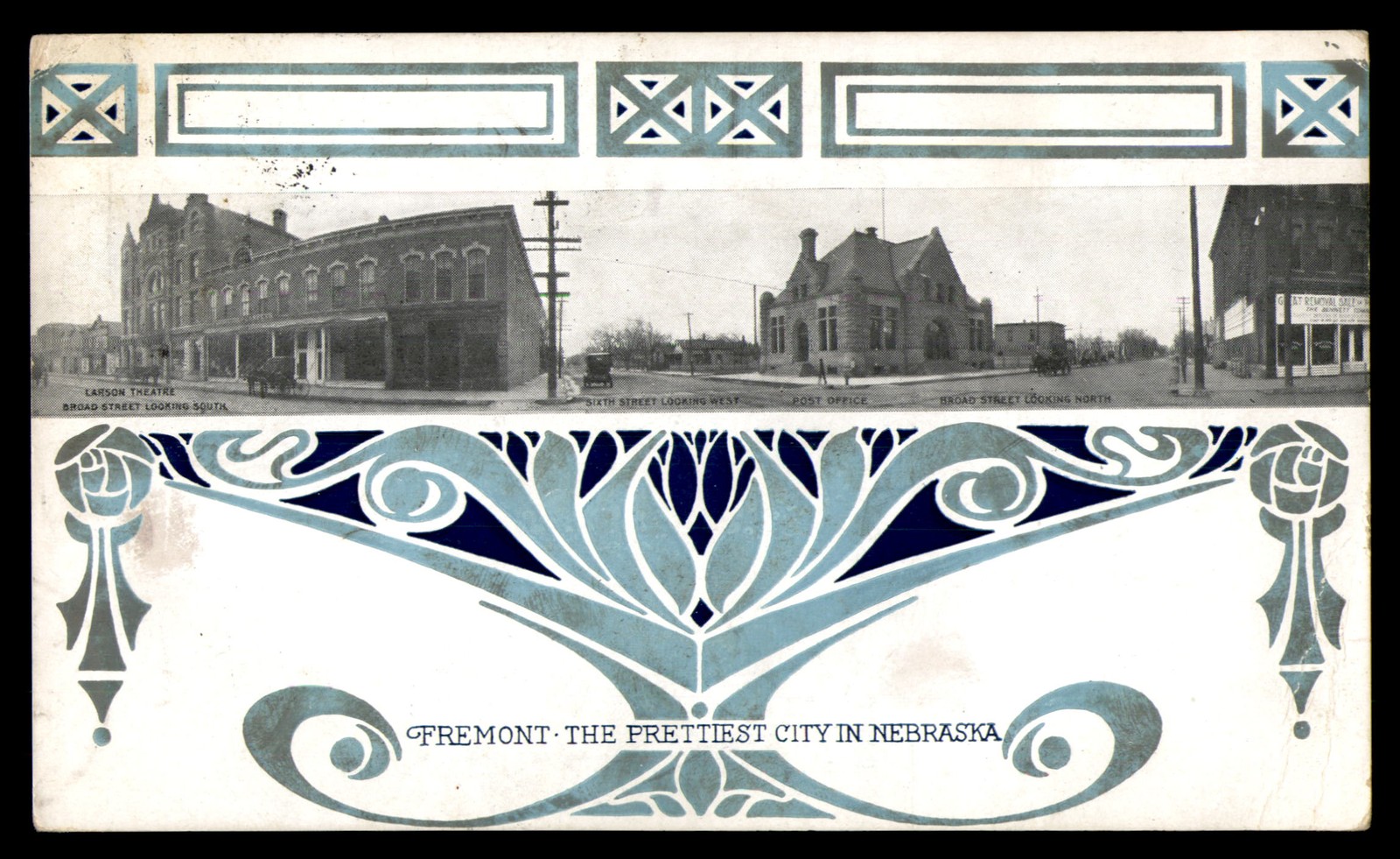 Postcard Panoramic Street View, Prettiest City, Fremont, Nebraska