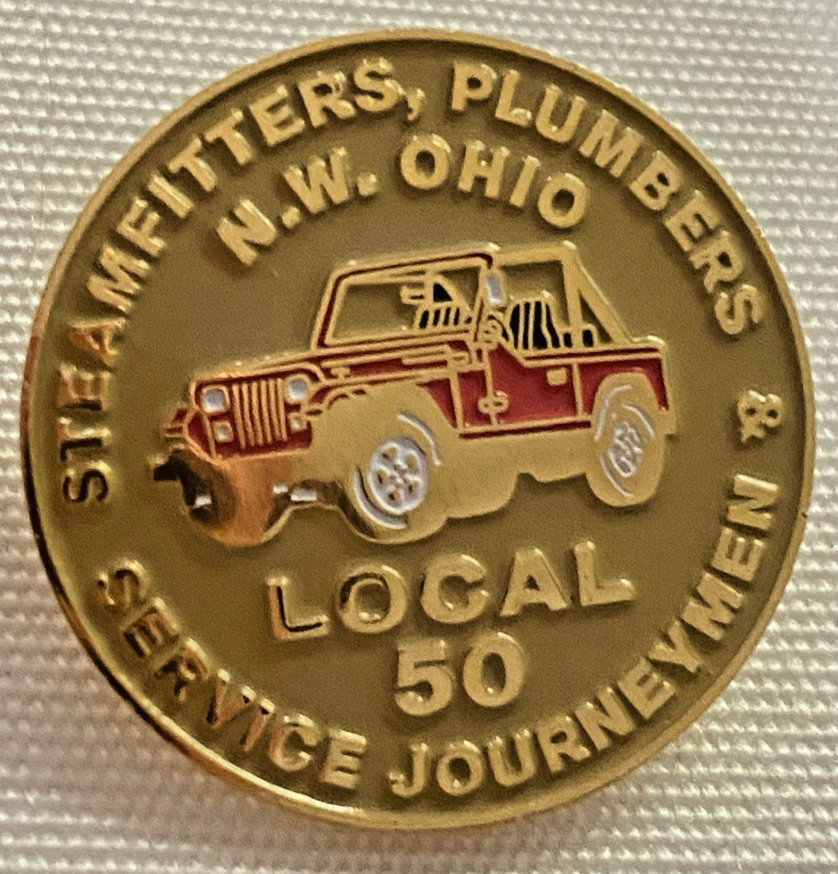 UA Local 50 Steamfitters Plumbers Service Journeymen Jeep NW Ohio Pin Union Made