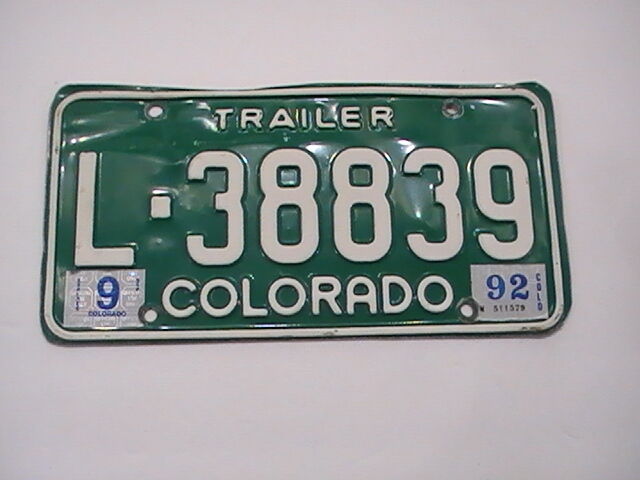 Vintage 1992 Colorado License Plate Tag Auto Car Rat Rod Man Cave Trailer
