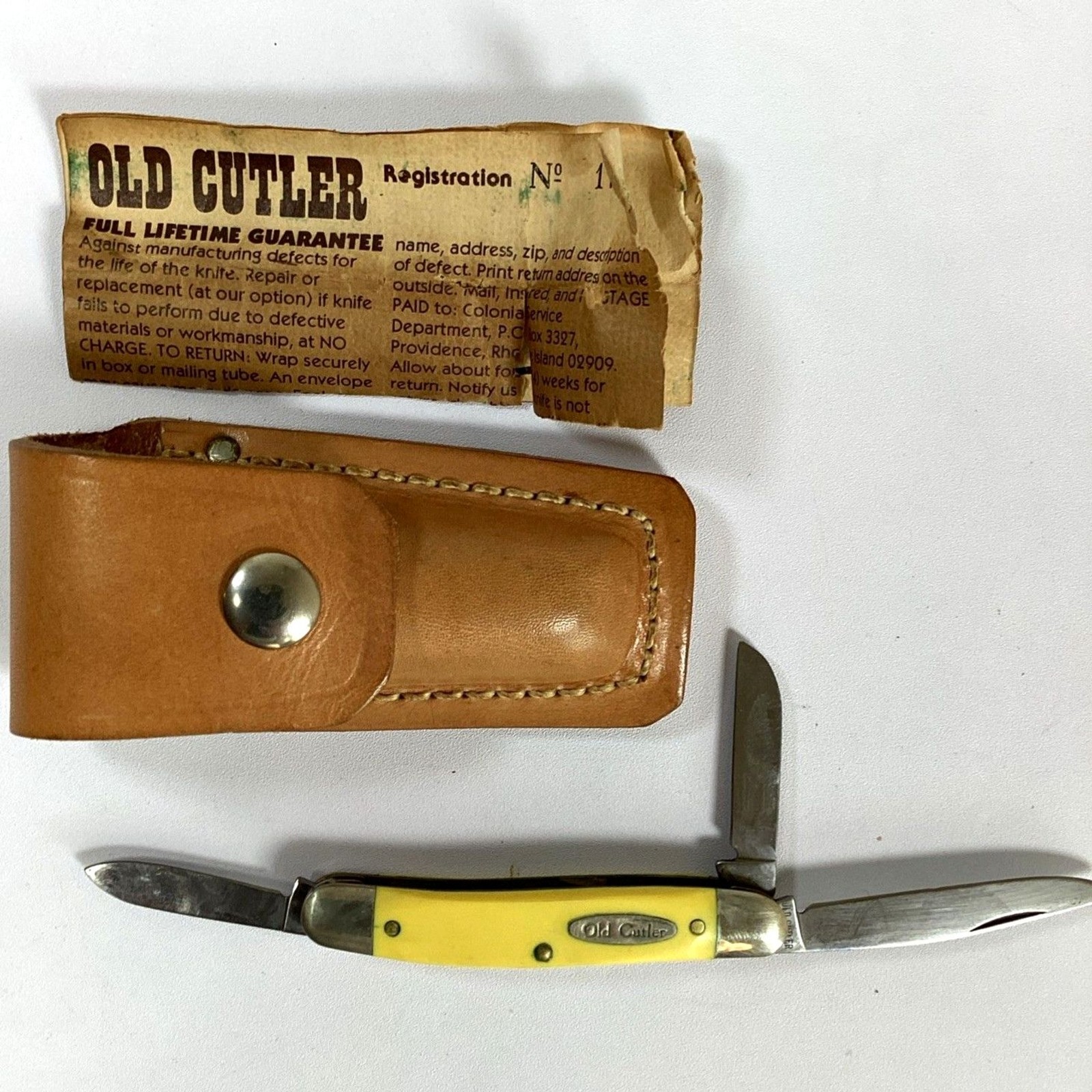 Old Cutler Folding Knife USA 3 Blade #432 In Sheath Original Insert Vtg