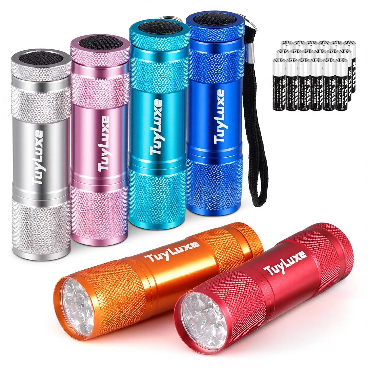 LED Mini Flashlights 6 Pack, 9-LED Small Flashlight with 6 Assorted