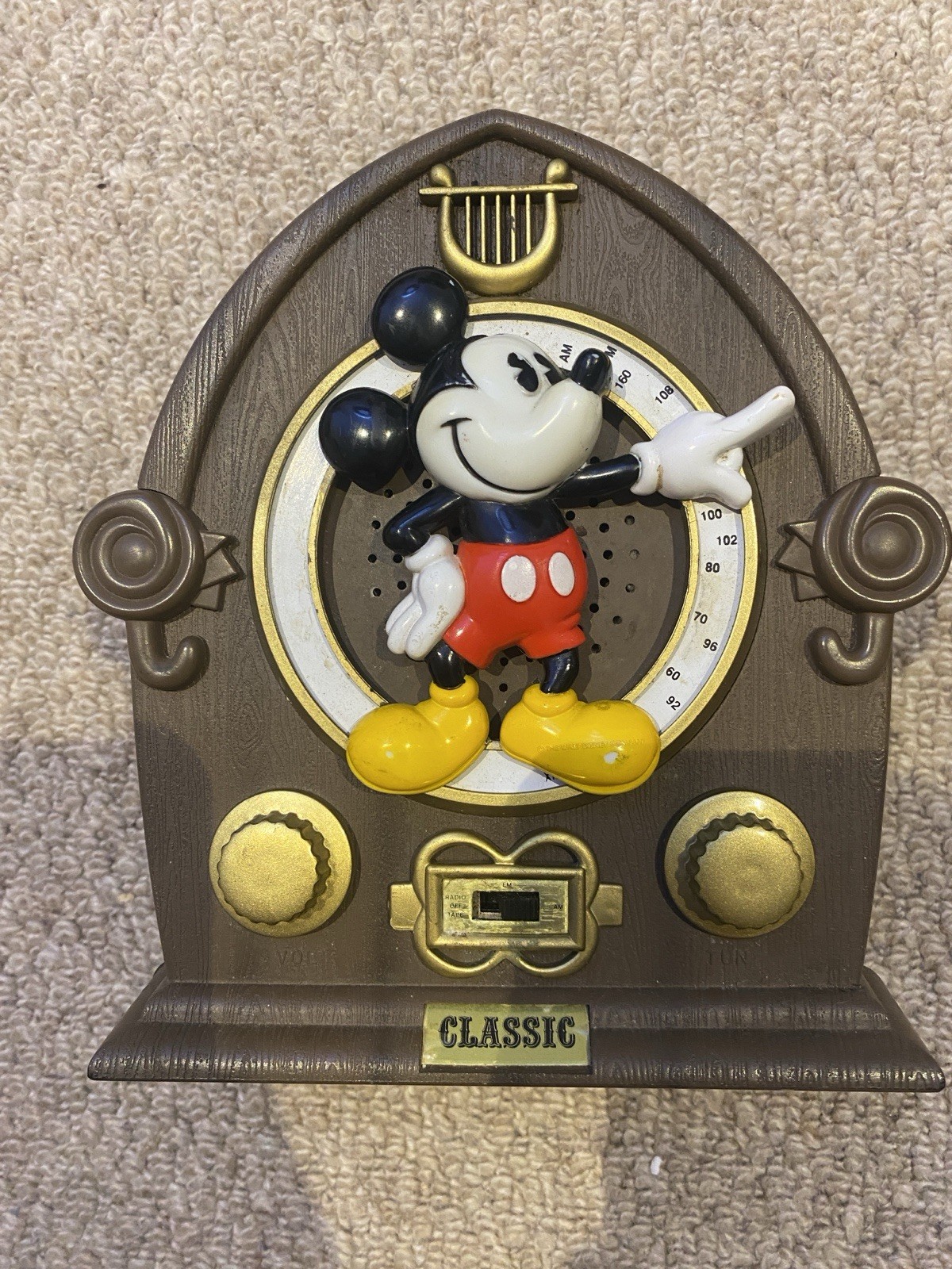  Vintage 1980s / 90s Mickey Mouse Cathedral Style Radio / Cassette / Tape Player