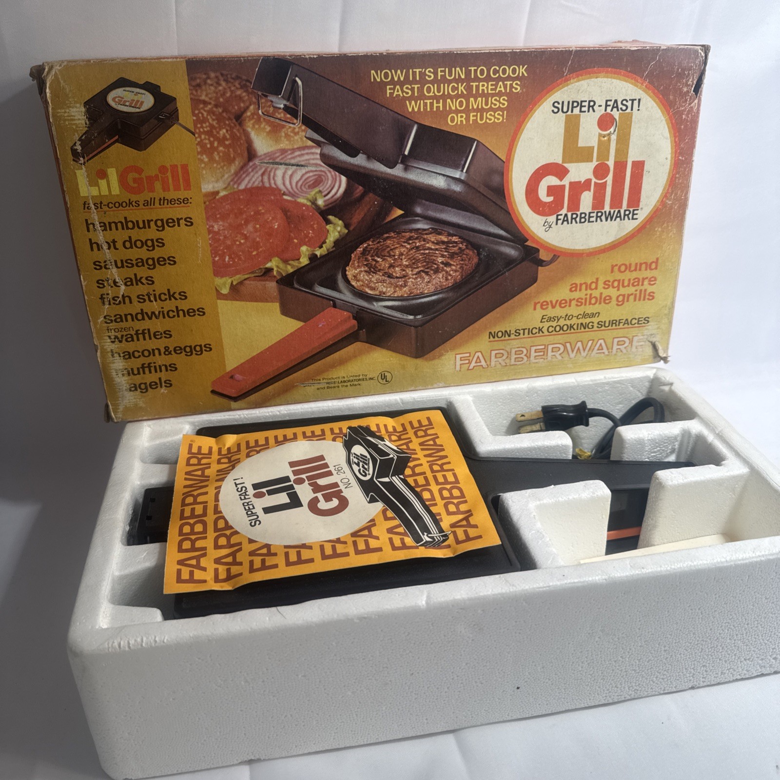Vintage Farberware Super-Fast Lil Grill No.261 NOS Shelf Worn Box New Vintage Farberware Super-Fast Lil Grill No.261 NOS Shelf Worn Box New