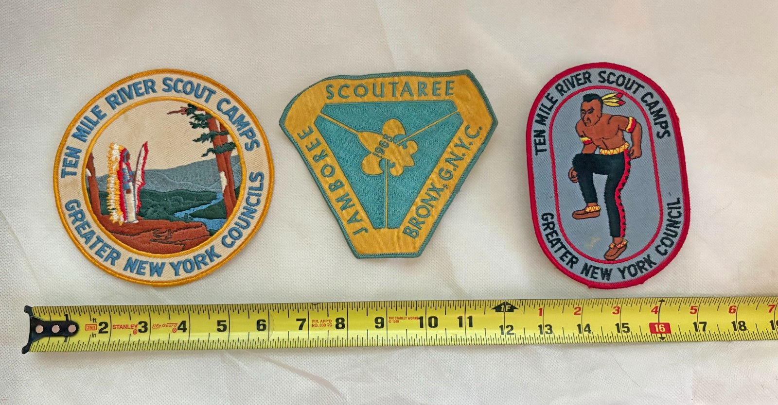 3 Large Vintage Boy Scout Patches circa 1968 Bronx Jamboree , Ten Mile River NY