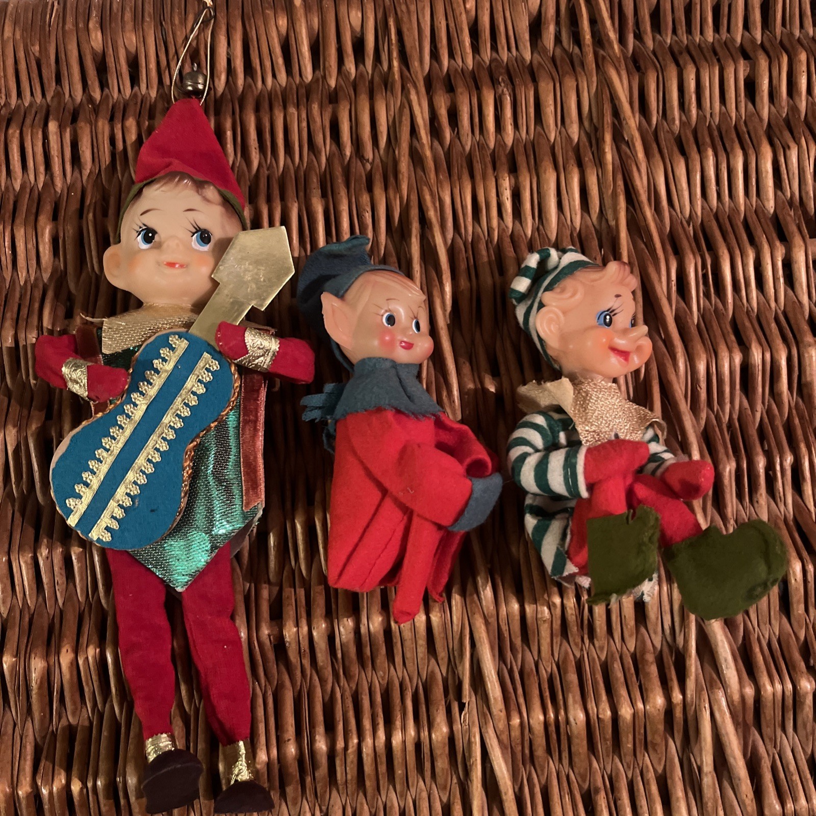 Vtg Christmas Knee Hugger Elf Lot Of 3  Elves On The Shelf Pixie