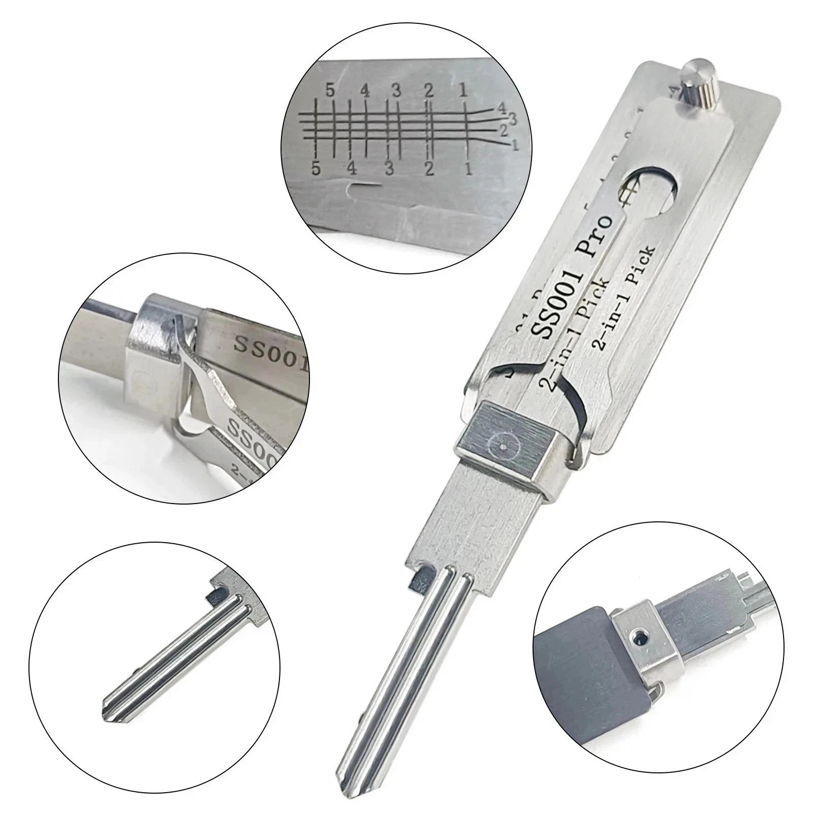 (SS001 PRO) 2‑in‑1 Stainless Steel Lock Tool Kit – Portable Key Adjustmentt