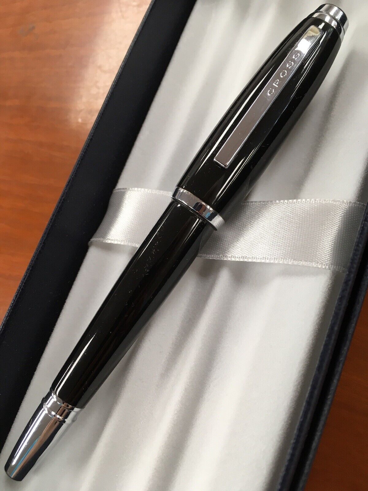 Cross Dubai Black Lacquer/Chrome Trim “M” Nib Fountain Pen