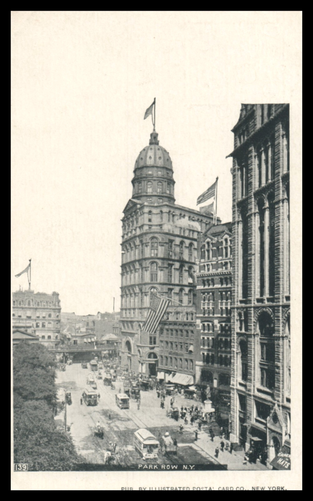 Park Row NYC RPPC Undivided Back Unposted C1900