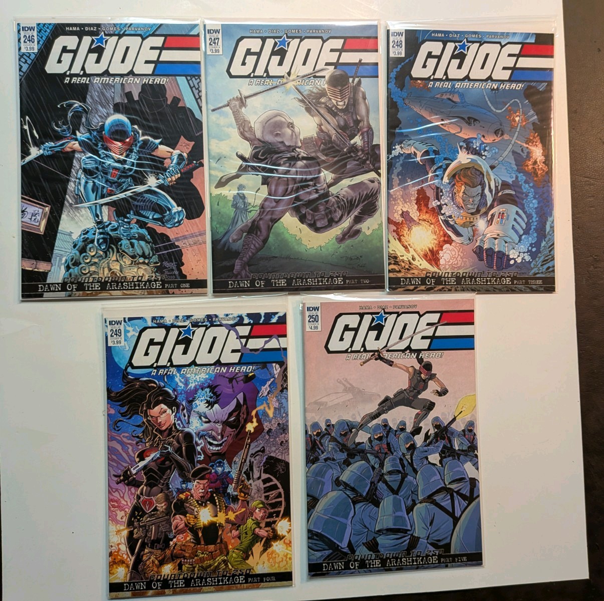 GI JOE ARAH IDW Comics Lot Of 5 #246 247 248 249 250 Dawn of the Arashikage Hama