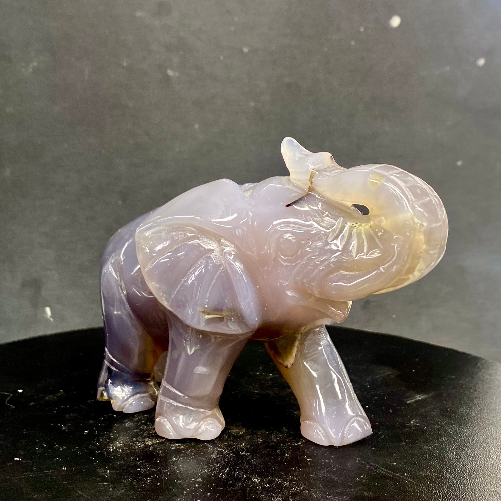 1.23LB Natural agate carved crystal elephant realistic crystal therapy