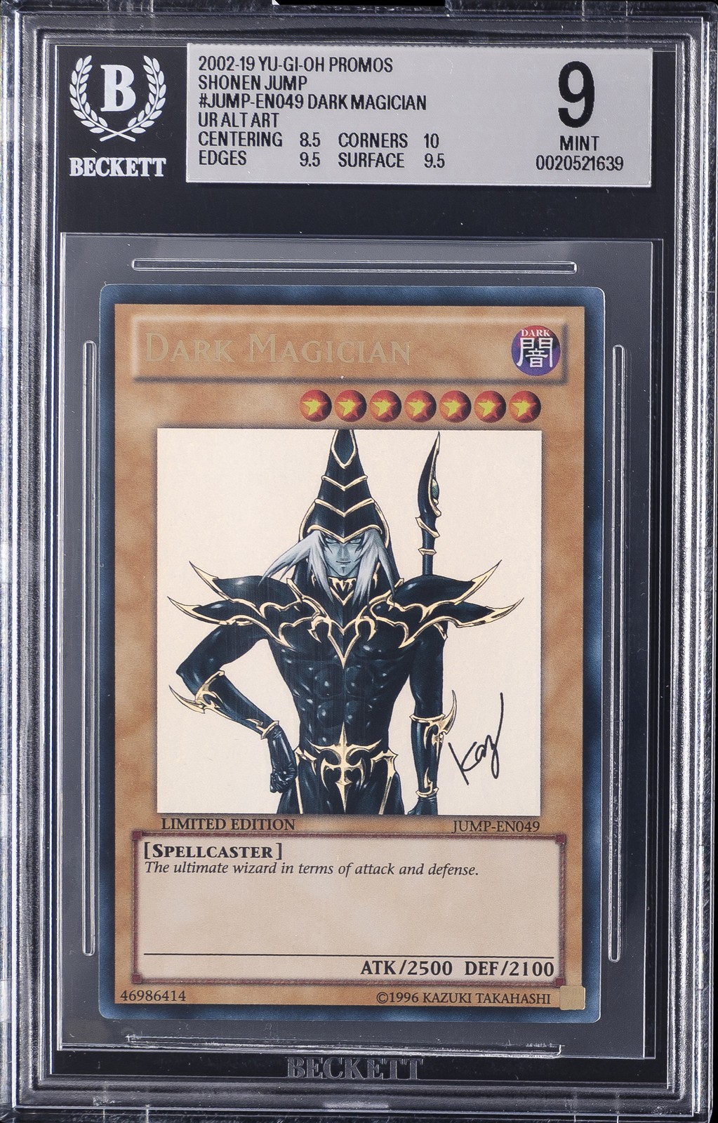 2002-19 YUGIOH PROMOS SHONEN JUMP UR ALT ART #JUMP-EN049 DARK MAGICIAN BGS 9
