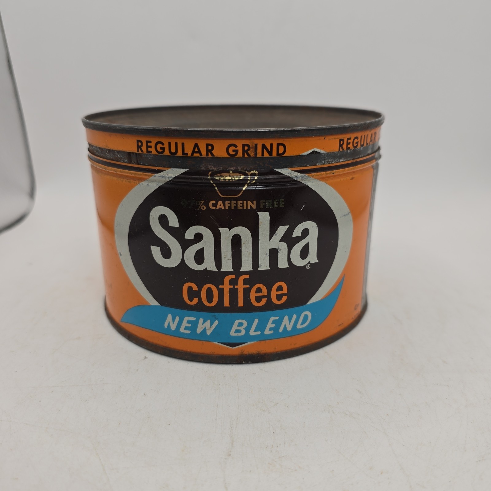 Vintage Sanka Coffee Tin Can New Blend Lid 1 lb USA Vintage Sanka Coffee Tin Can New Blend Lid 1 lb USA