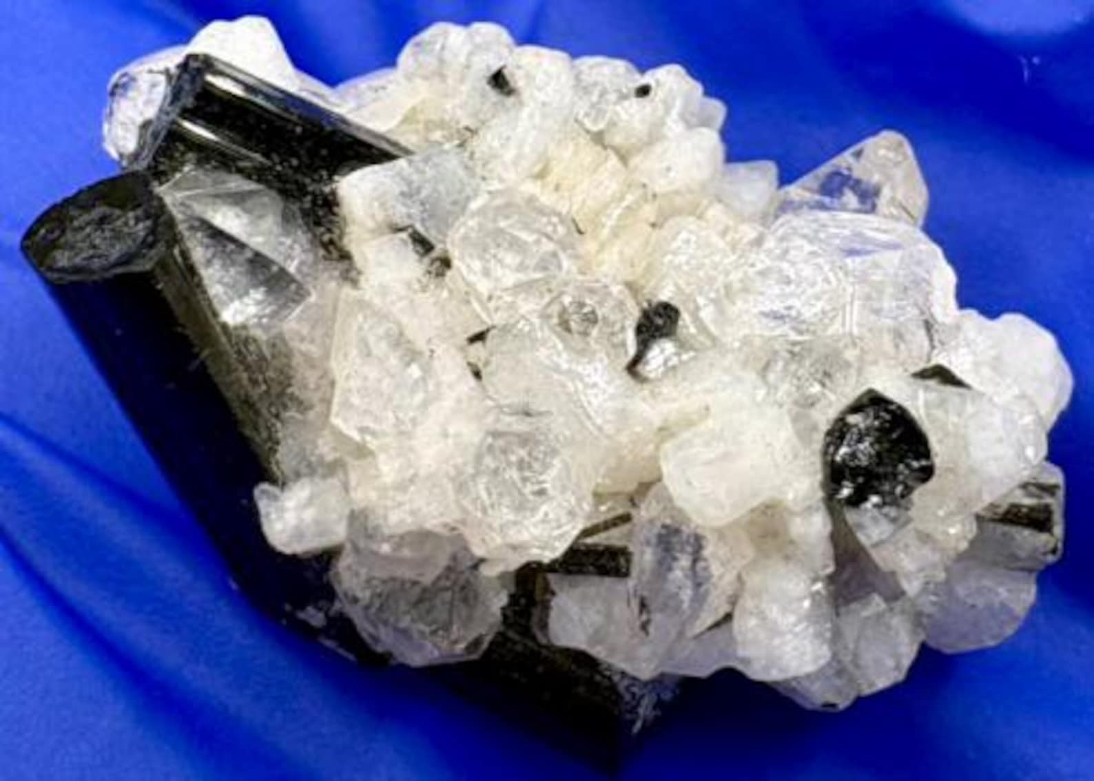 Black Tourmaline in Quartz Cluster Skardu, Pakistan | Natural Mineral Specimen