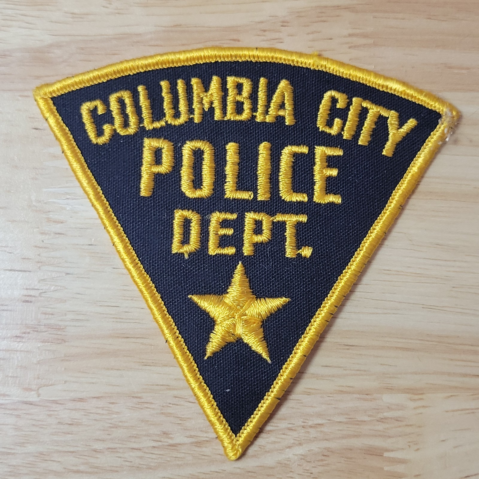 Vintage Columbia City Indiana Police Patch IN Cheesecloth Back Obsolete