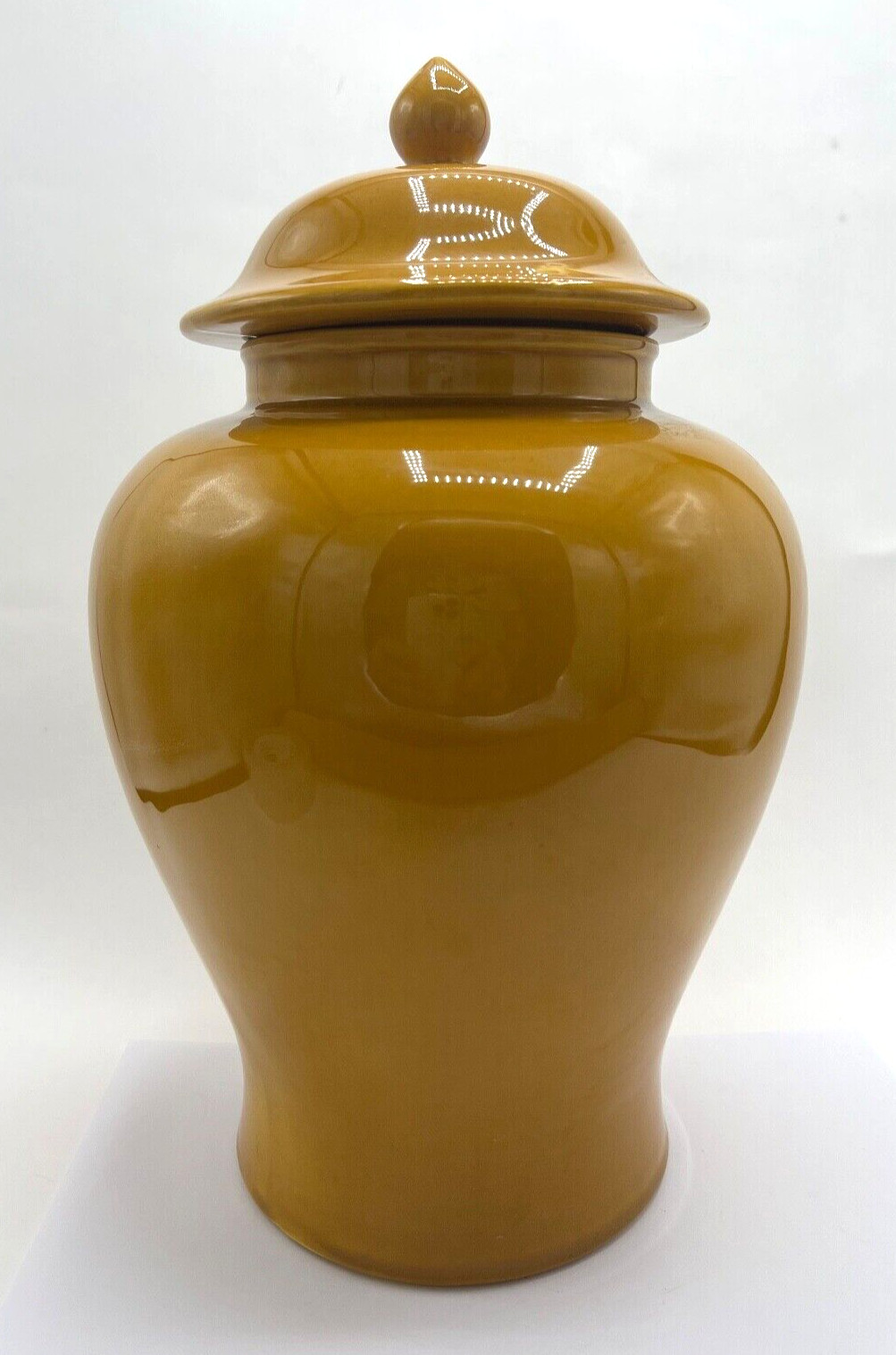 Vintage Haeger Pottery USA 13 inch BUTTERSCOTCH Ginger Jar,  Mustard Ceramics