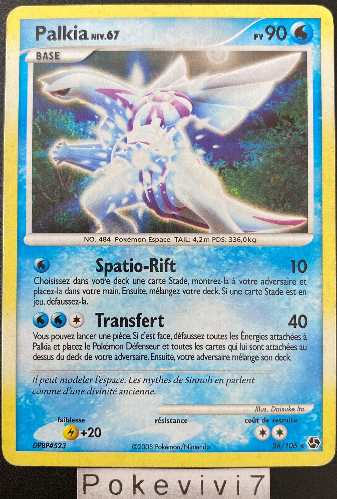 Pokemon Card PALKIA 26/106 HOLO Diamond and Pearl D&P FR USED