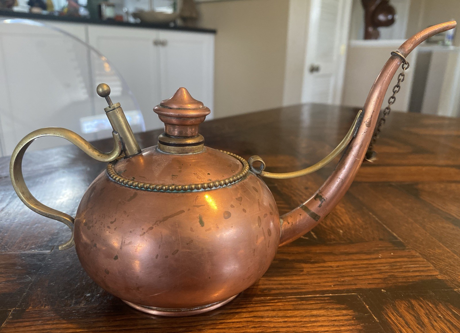 Antique 1896 S.Sternau & Co. Copper and Brass Lamp OIL POT