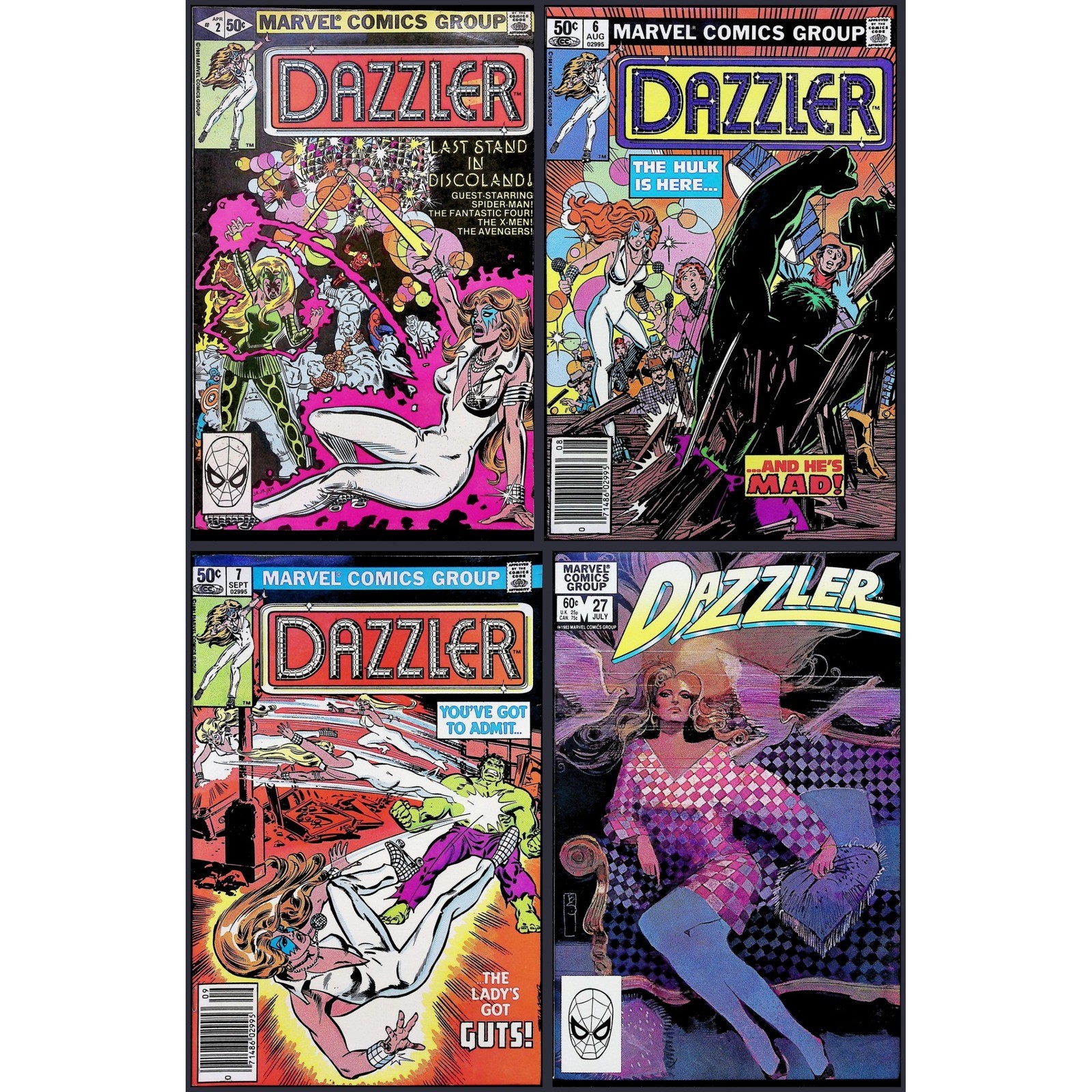 Dazzler 4X Comic Lot #2 6 7 27 Spider-Man X-Men Avengers Hulk Sienkiewicz Marvel