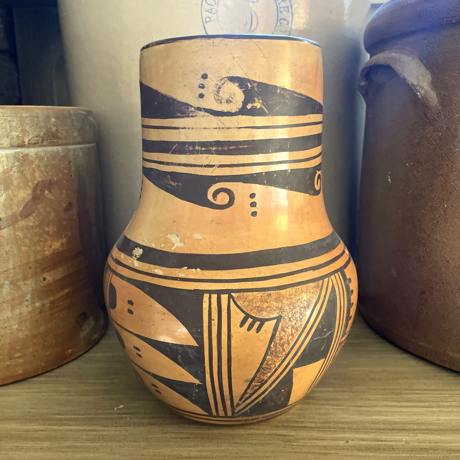 VTG Hopi Pueblo Native American Pottery Vase Sikyatki Revival Style Polychrome