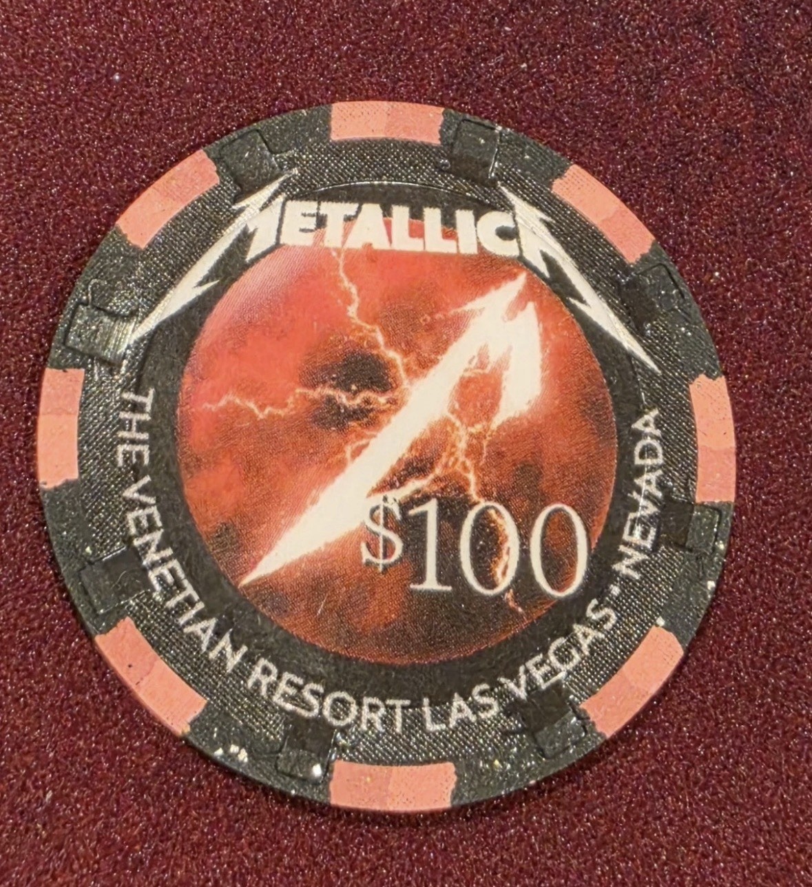 METALLICA BAND VENETIAN $100 CASINO CHIP NEW REAL RARE AUTHENTIC SPHERE CONCERT