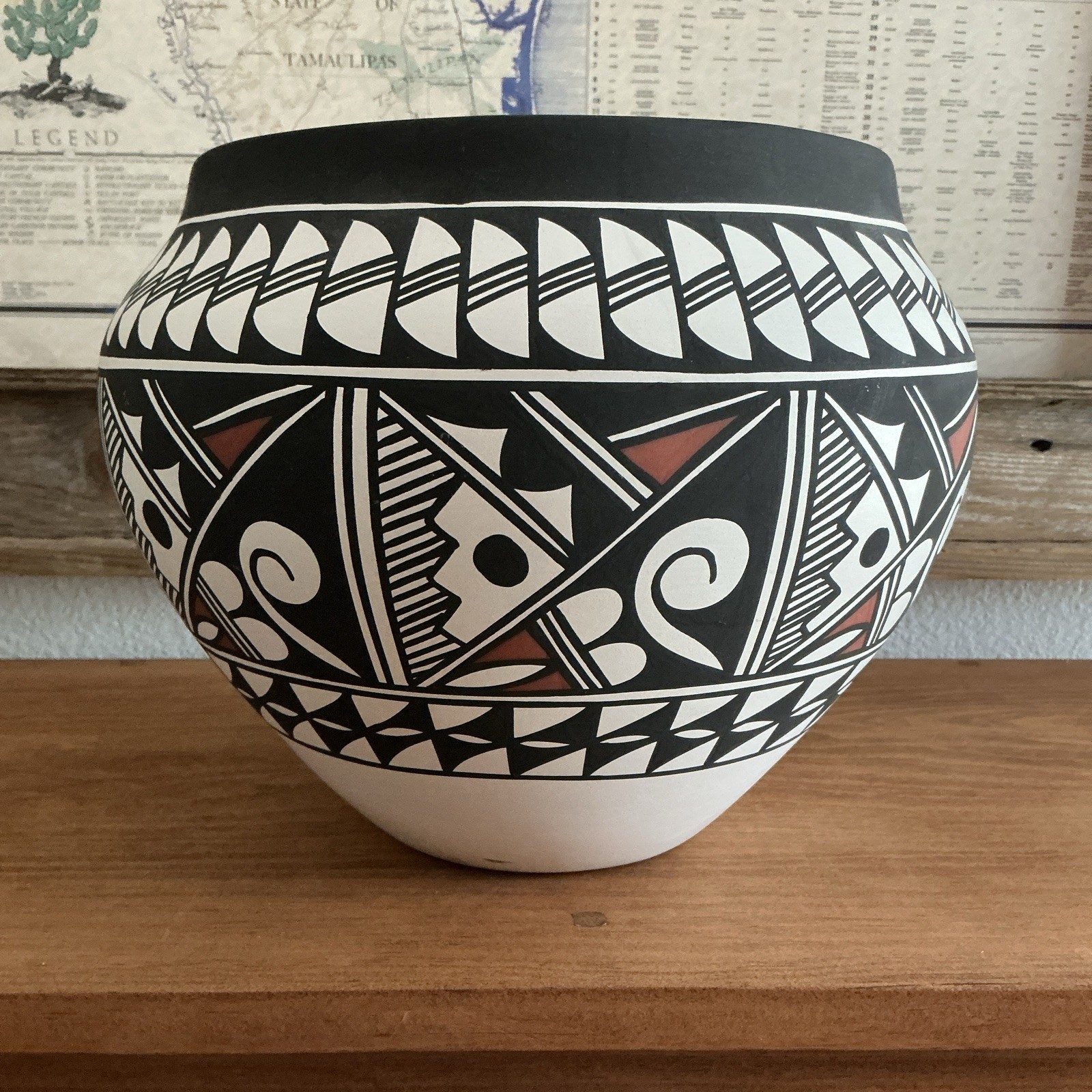 Beautiful Geometric Acoma Pot by C.A. Lewis 9 Inches High by 11 Inches Wide