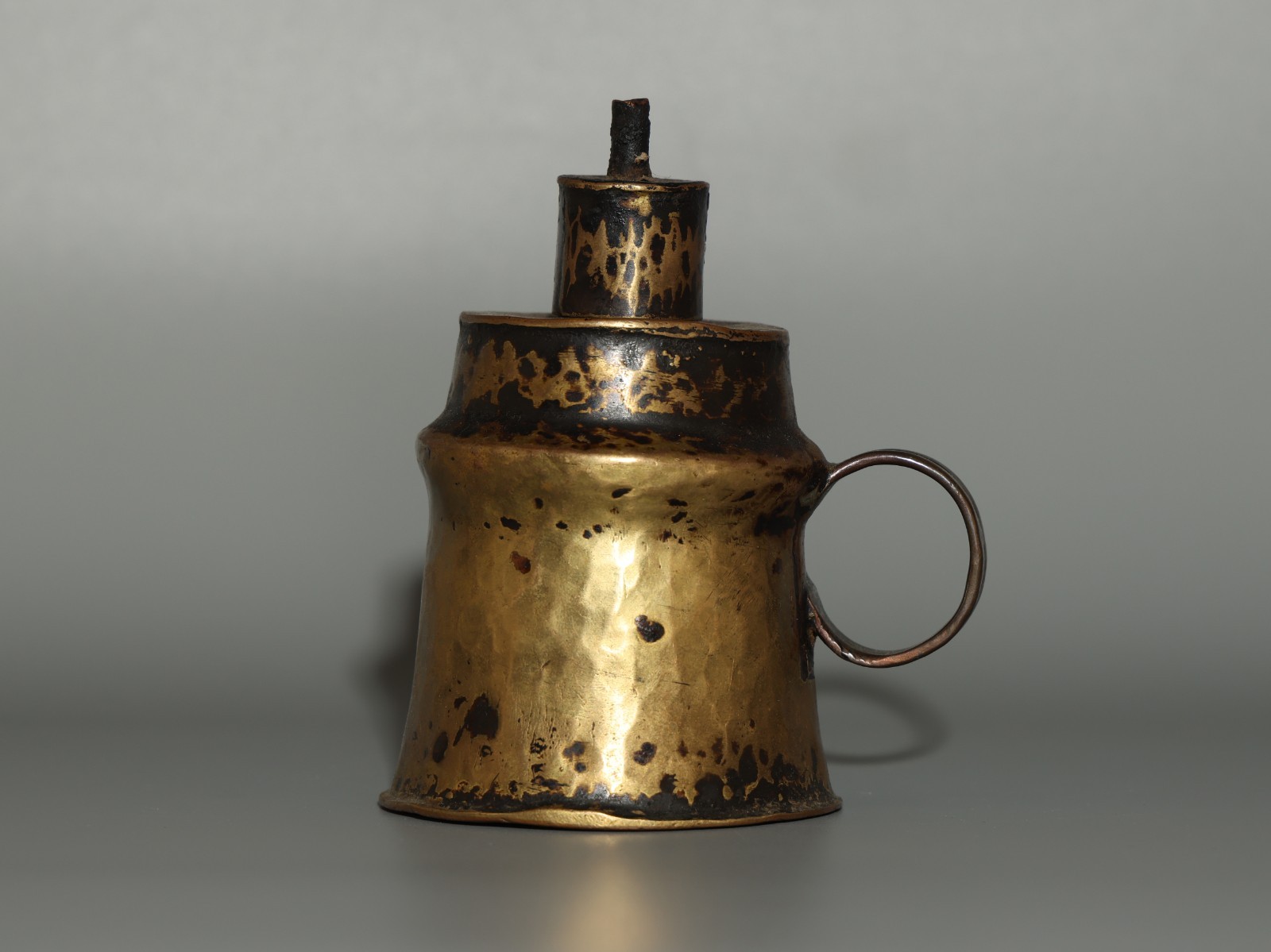 Tibet 19th Century Old Antique Buddhist Double Color Alloy Copper Butter Lamp