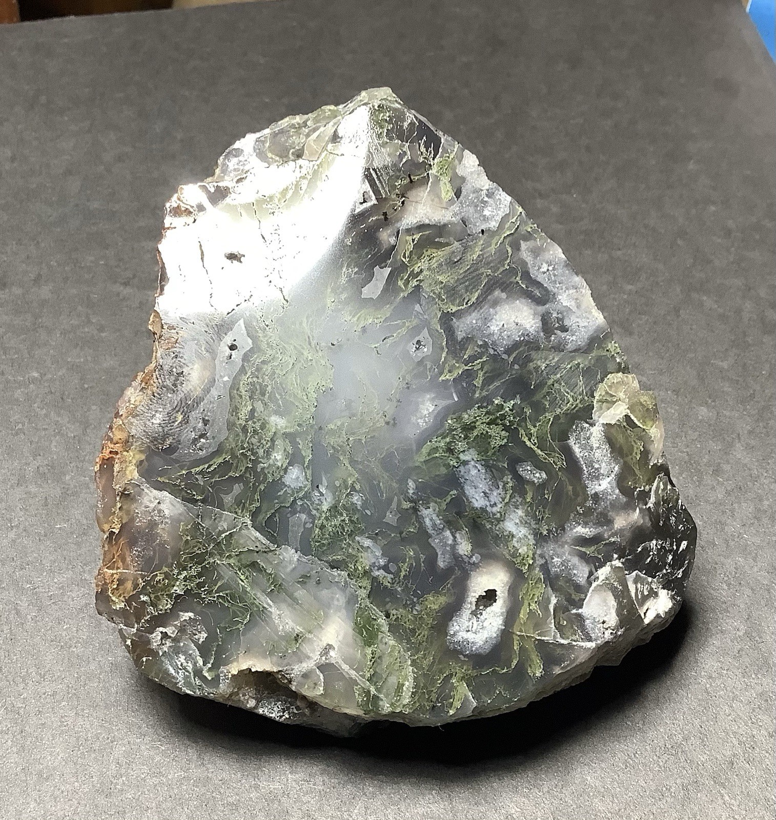 Green Tree Agate Specimen, Collector Grade, 80x80x45mm, 19oz, Face Polish #494