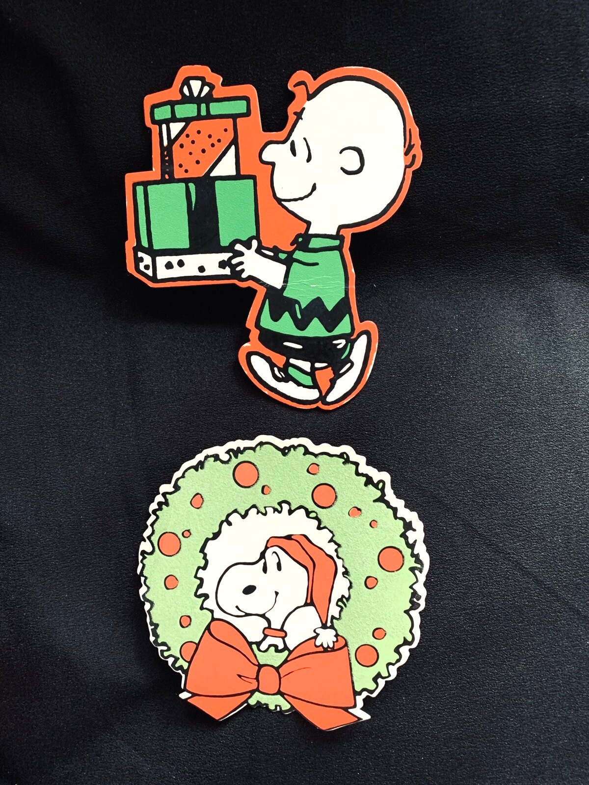 Vtg 60s Hallmark Christmas Snoopy Charlie Brown Gift Trim Topper Diecut Stickers