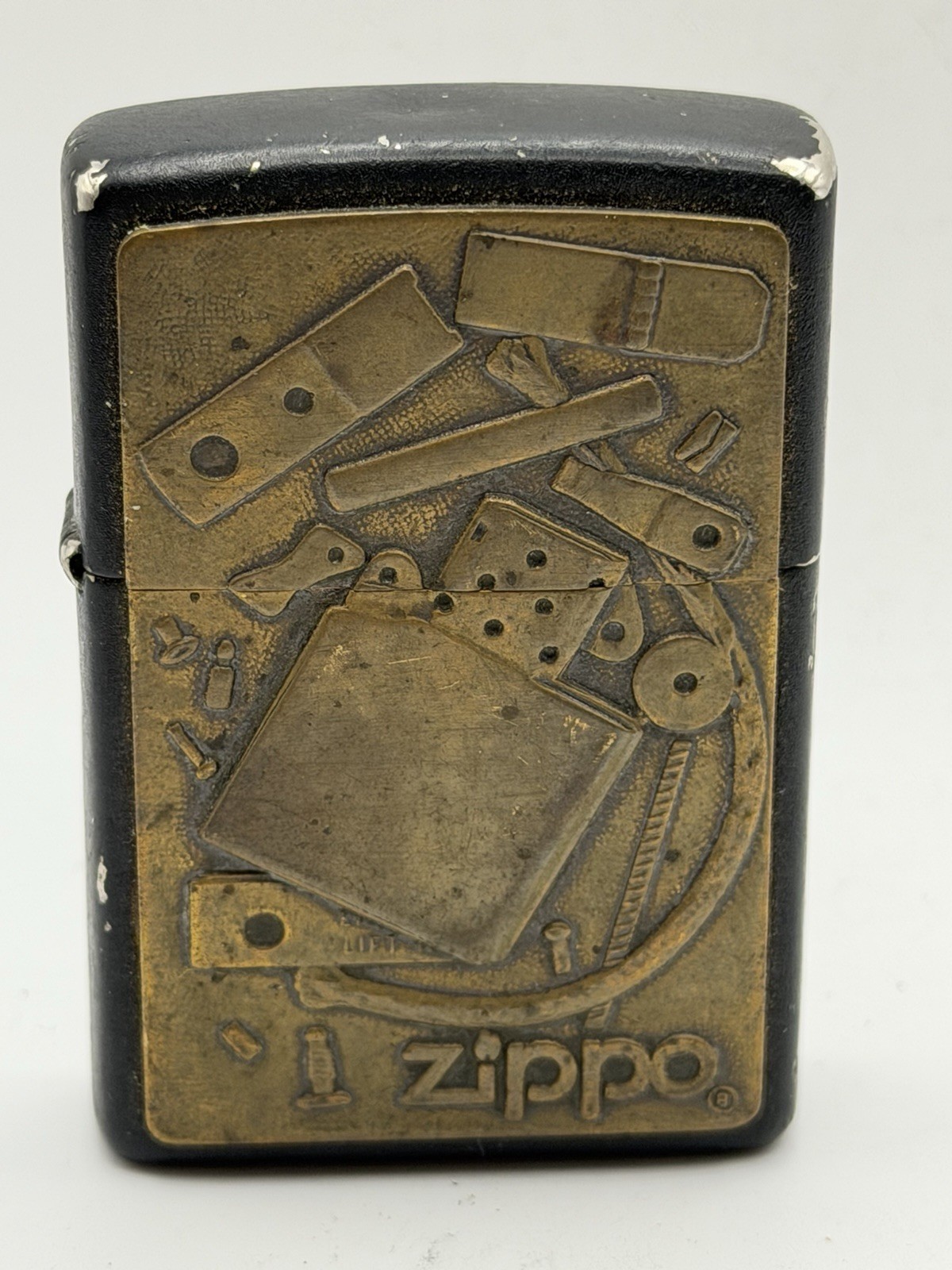 Vintage 1999 Zippo Guts Parts Emblem Black Matte Zippo Lighter