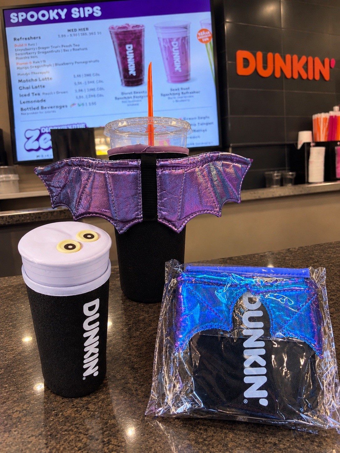 Dunkin\' Halloween Bat Wing Cup Sleeve
