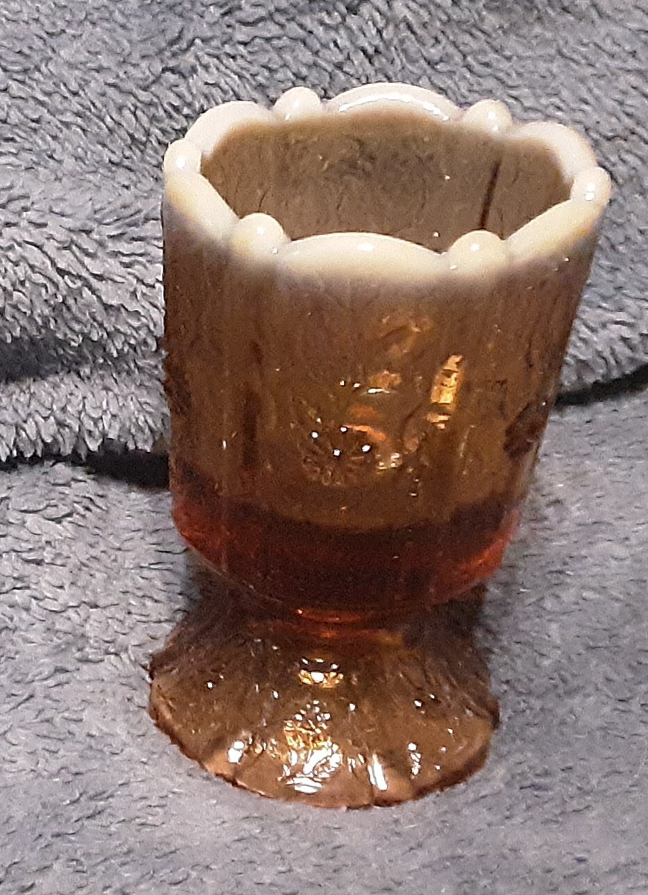 VINTAGE FENTON PANELED DAISY & VINE AMBER OPALESCENT TOOTHPICK/MATCH HOLDER VINTAGE FENTON PANELED DAISY & VINE AMBER OPALESCENT TOOTHPICK/MATCH HOLDER