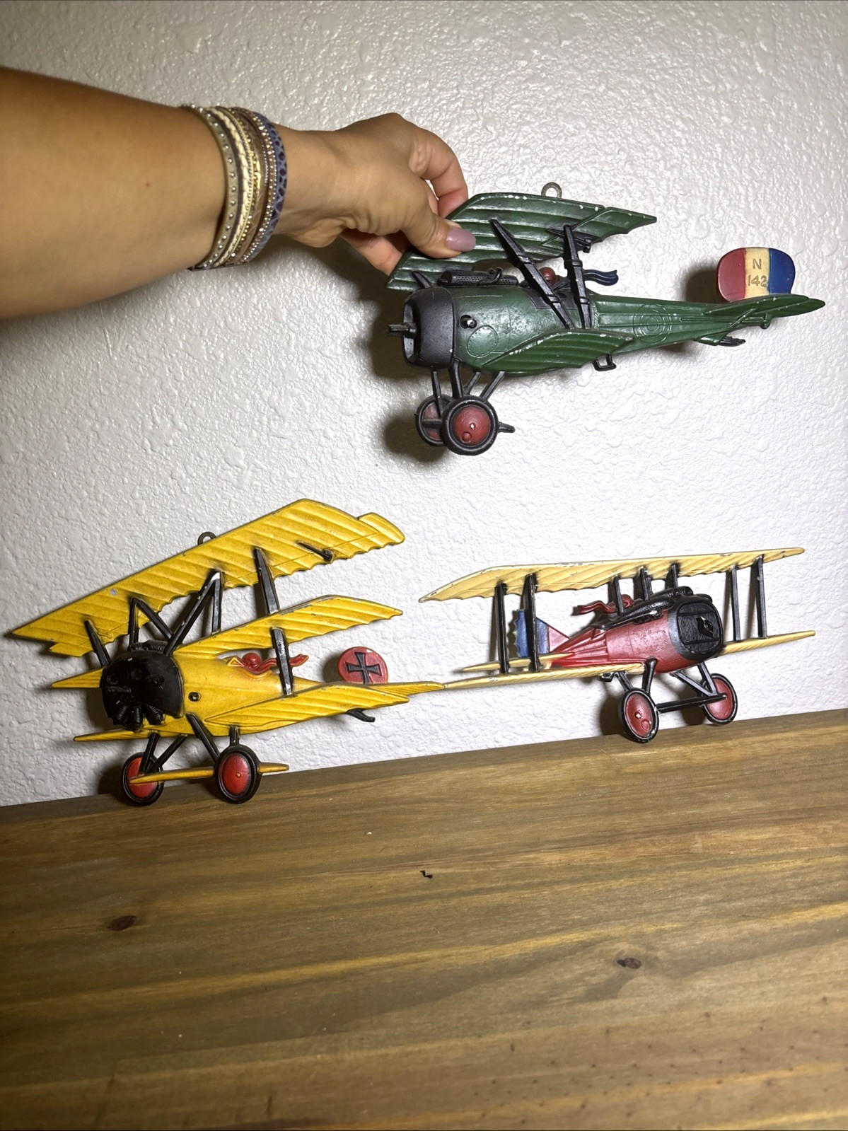 Vintage Homco 1975  3Cast Metal Biplane Wall Plaque