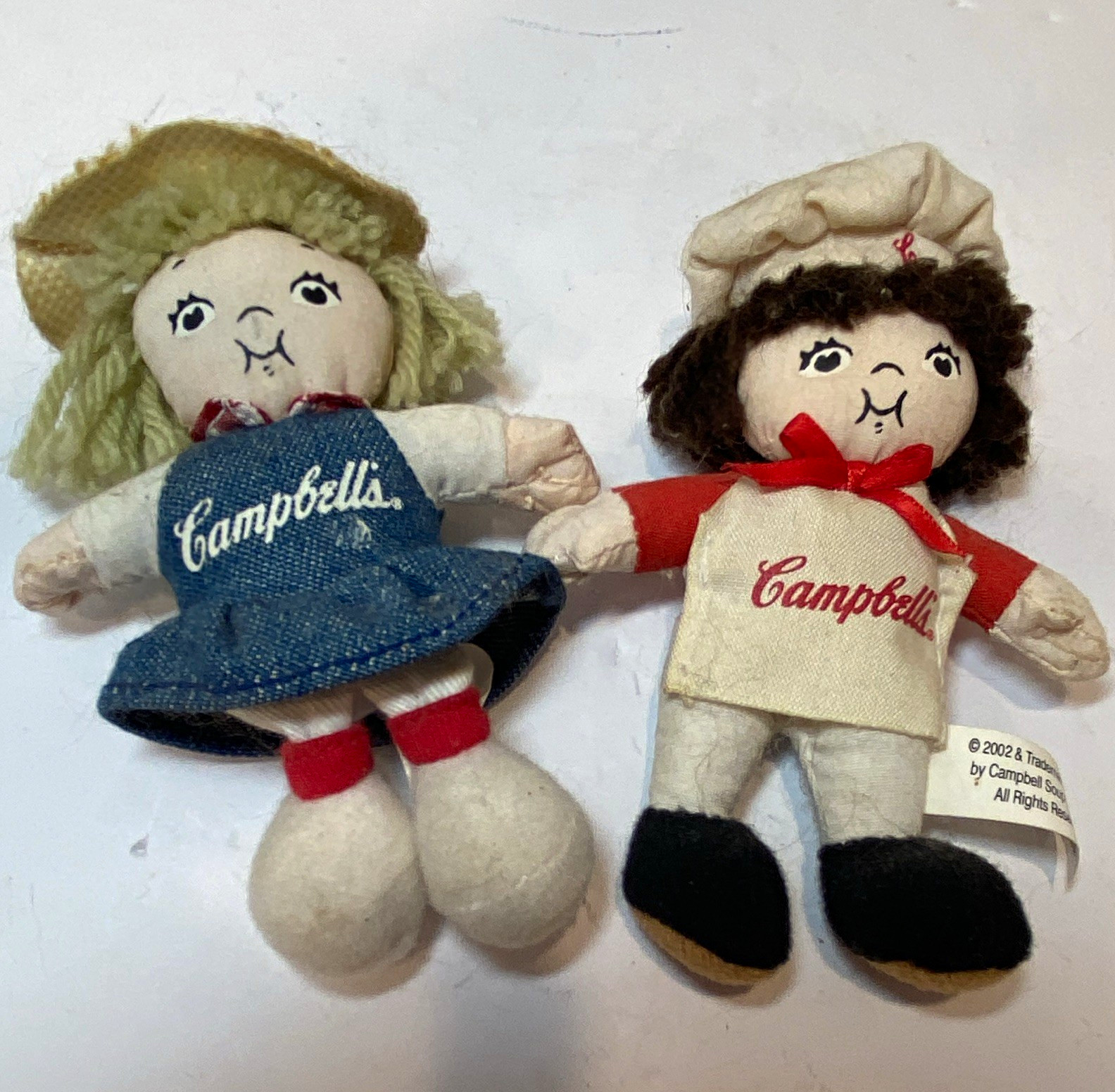 Vintage Campbell\'s Soup Plush Advertising Dolls Set of 2 Chef & Girl 2002