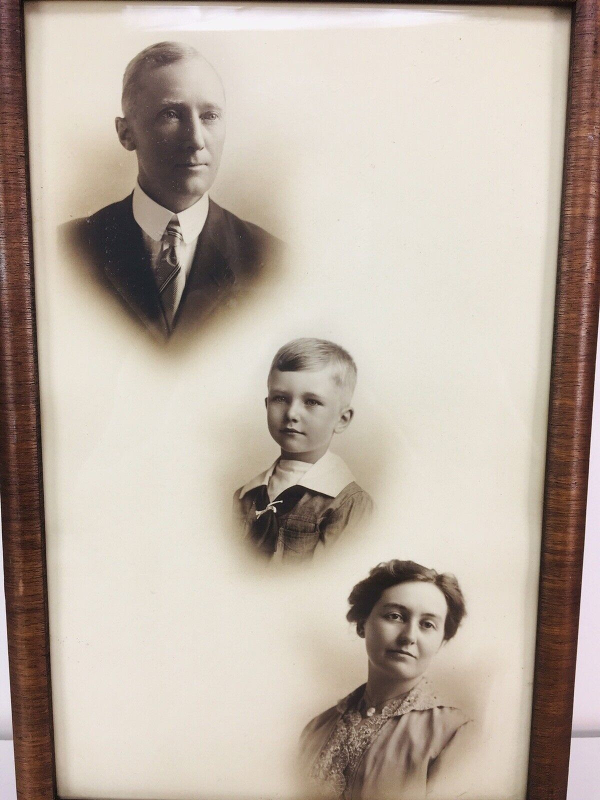 Antique Circa Late 1800s Sephia Cabinet Photo Victorian Family Portrait Framed