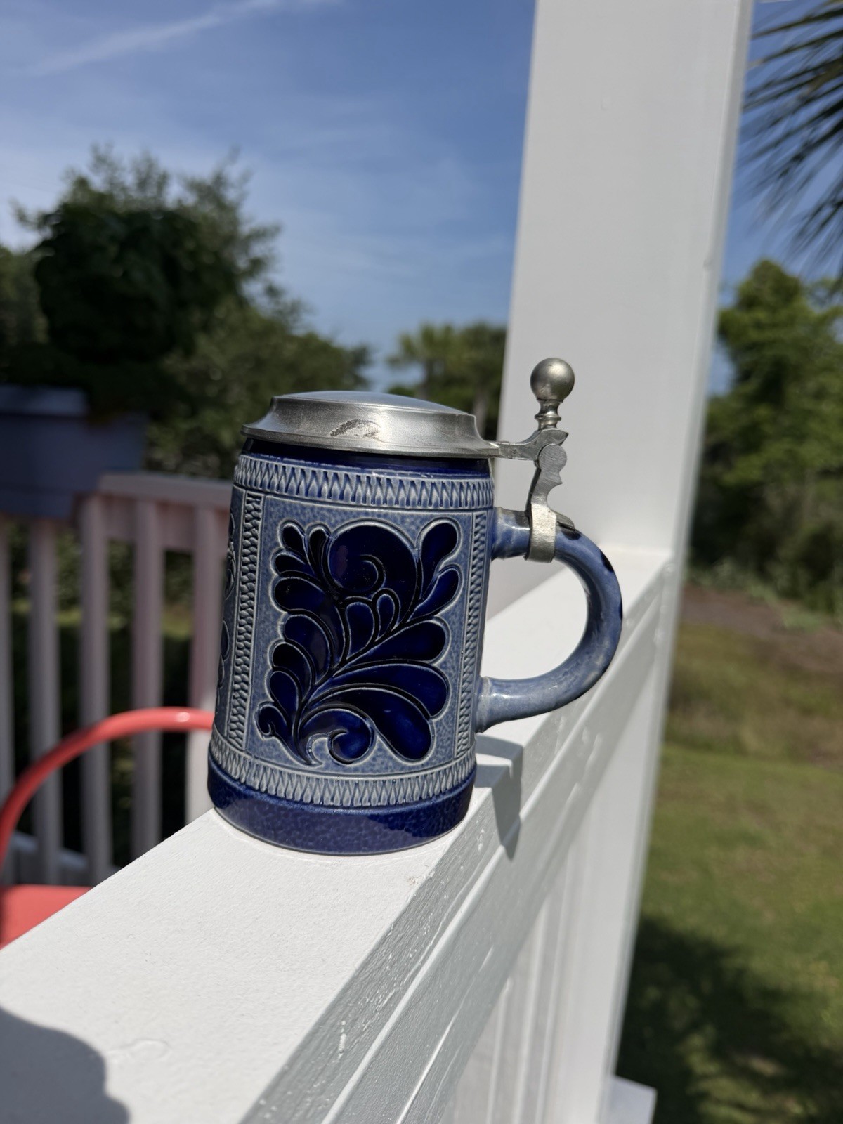 Vintage Marzi & Remy Beer Stein Germany Hinged Pewter Lid