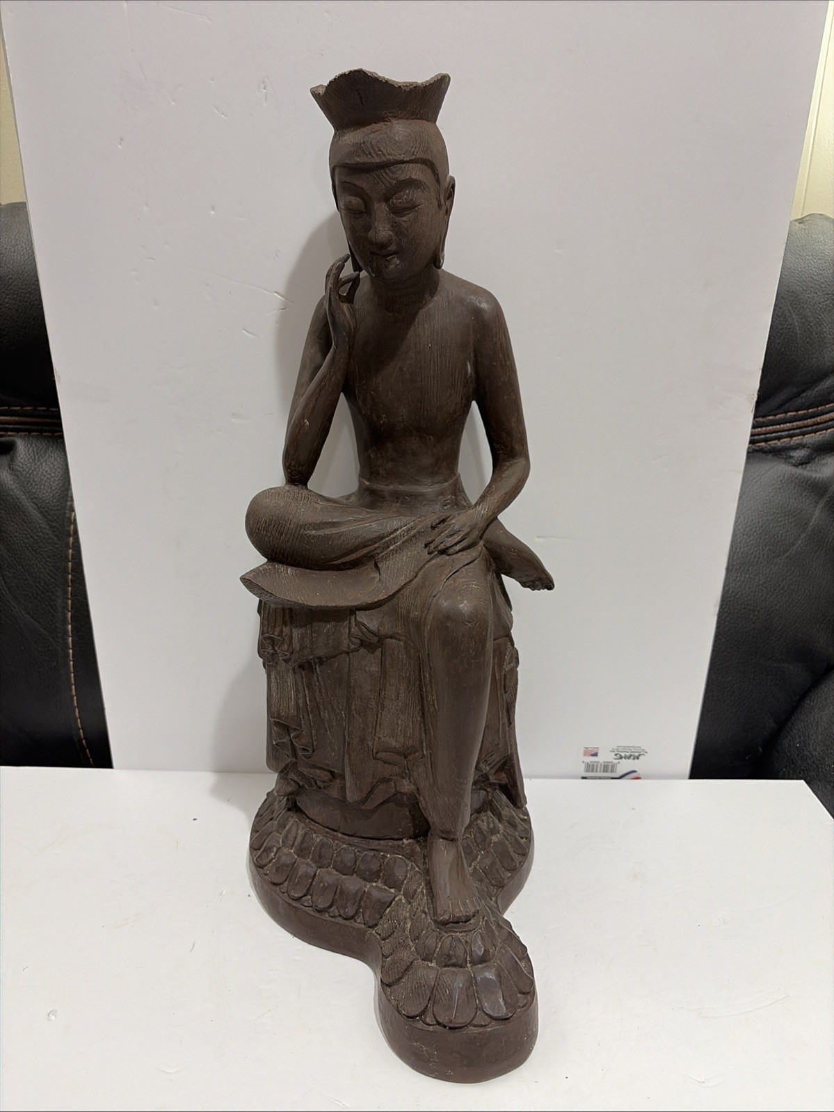 Vintage Japanese Large Sitting Buddha Statue 21” T
