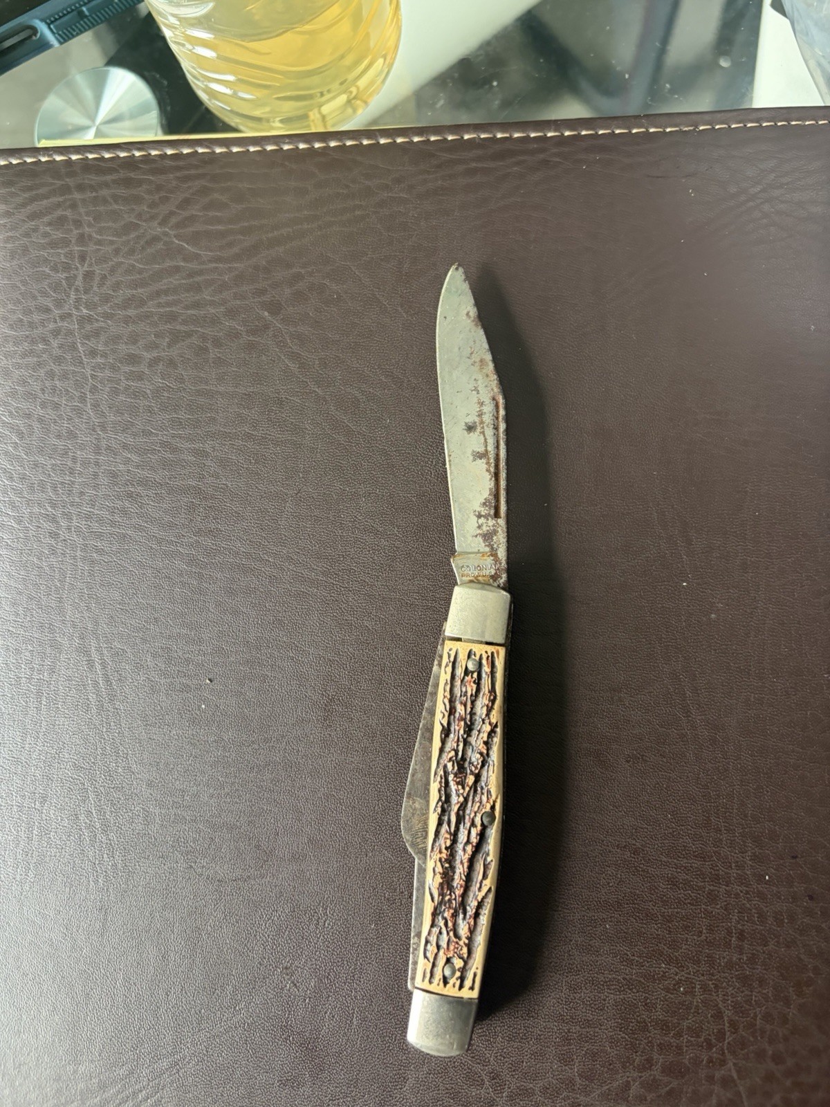 Vintage Colonial Prov. U.S.A. 3-Blade Pocket Knife Jigged Handle Providence RI