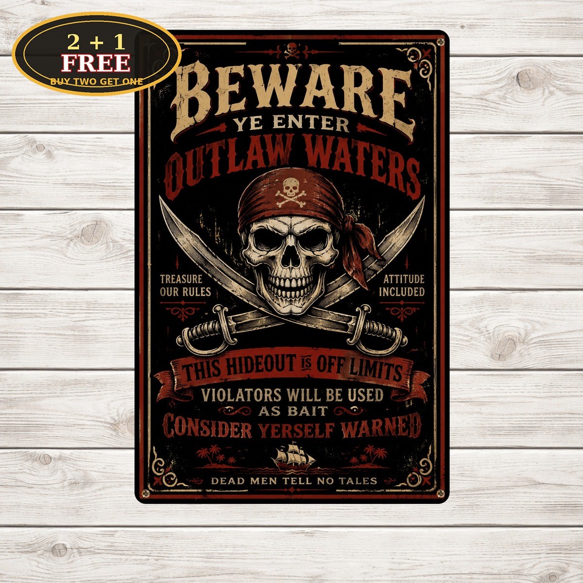 All Others Will Walk The Plank Metal Tin Sign Funny Pirate Wall Decor Plaque