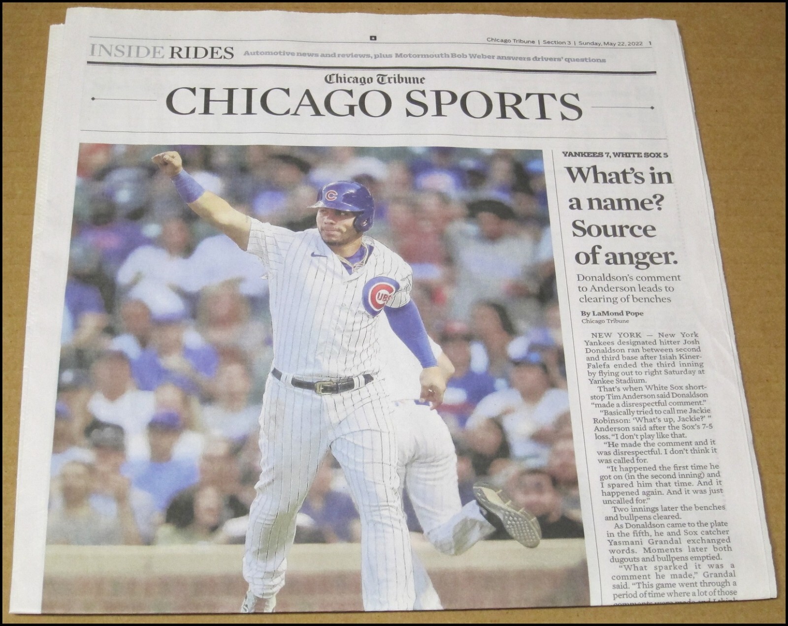 5/22/2022 Chicago Tribune Newspaper Willson Contreras Cubs Justin Fields Bears