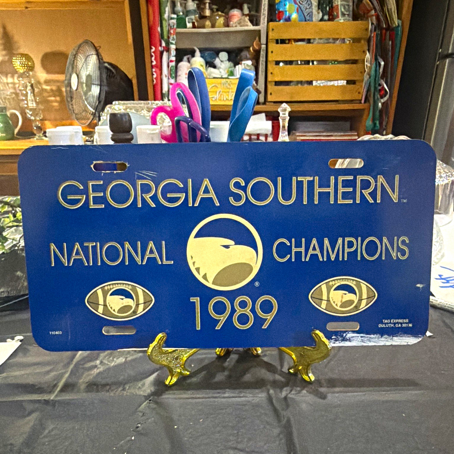 Georgia Southern Vintage 1989 National Champions Blue & Gold Novelty License Tag Georgia Southern Vintage 1989 National Champions Blue & Gold Novelty License Tag