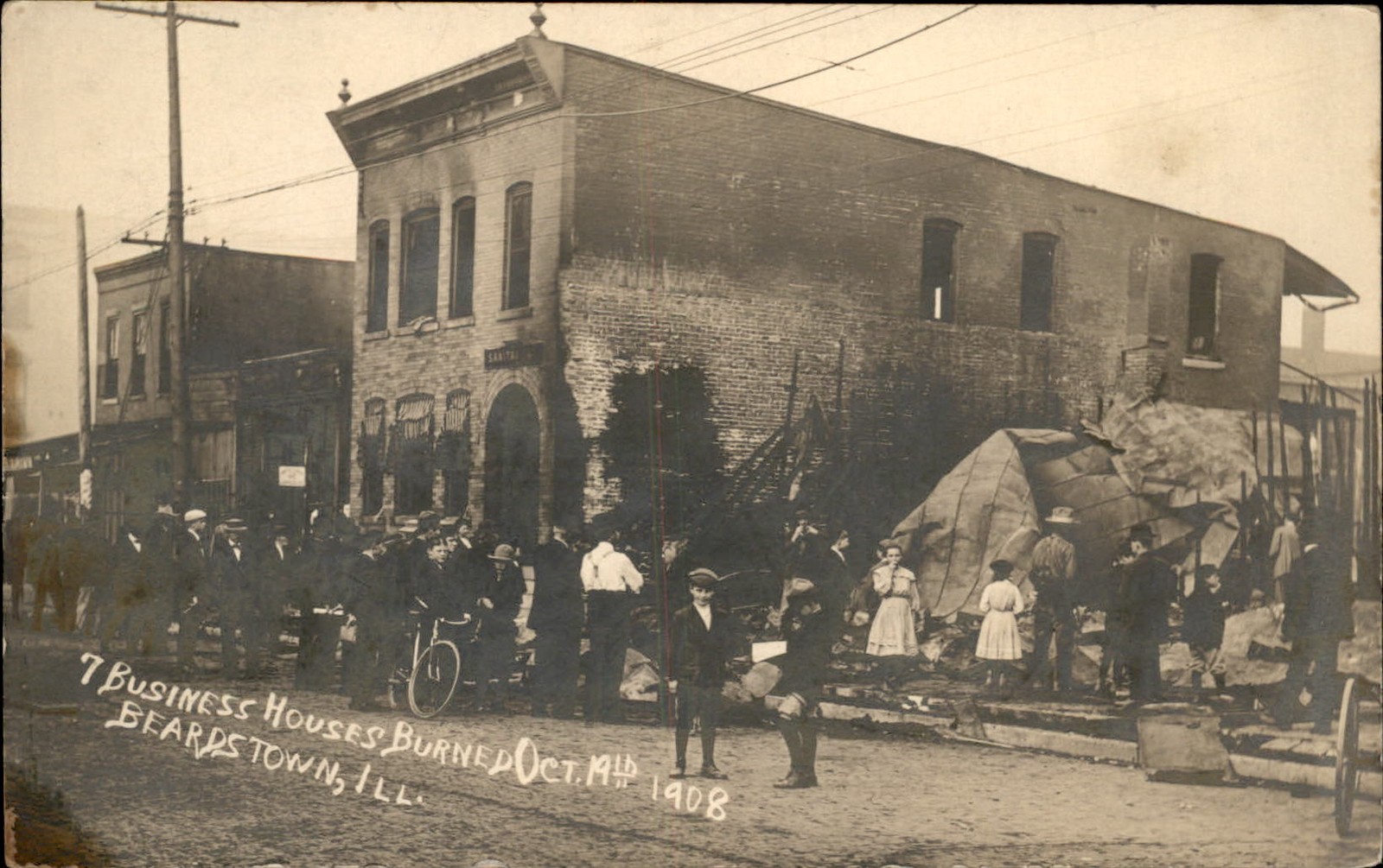 Beardstown IL Business Houses Fire c1900s-10s Real Photo Vintage Postcard bhn