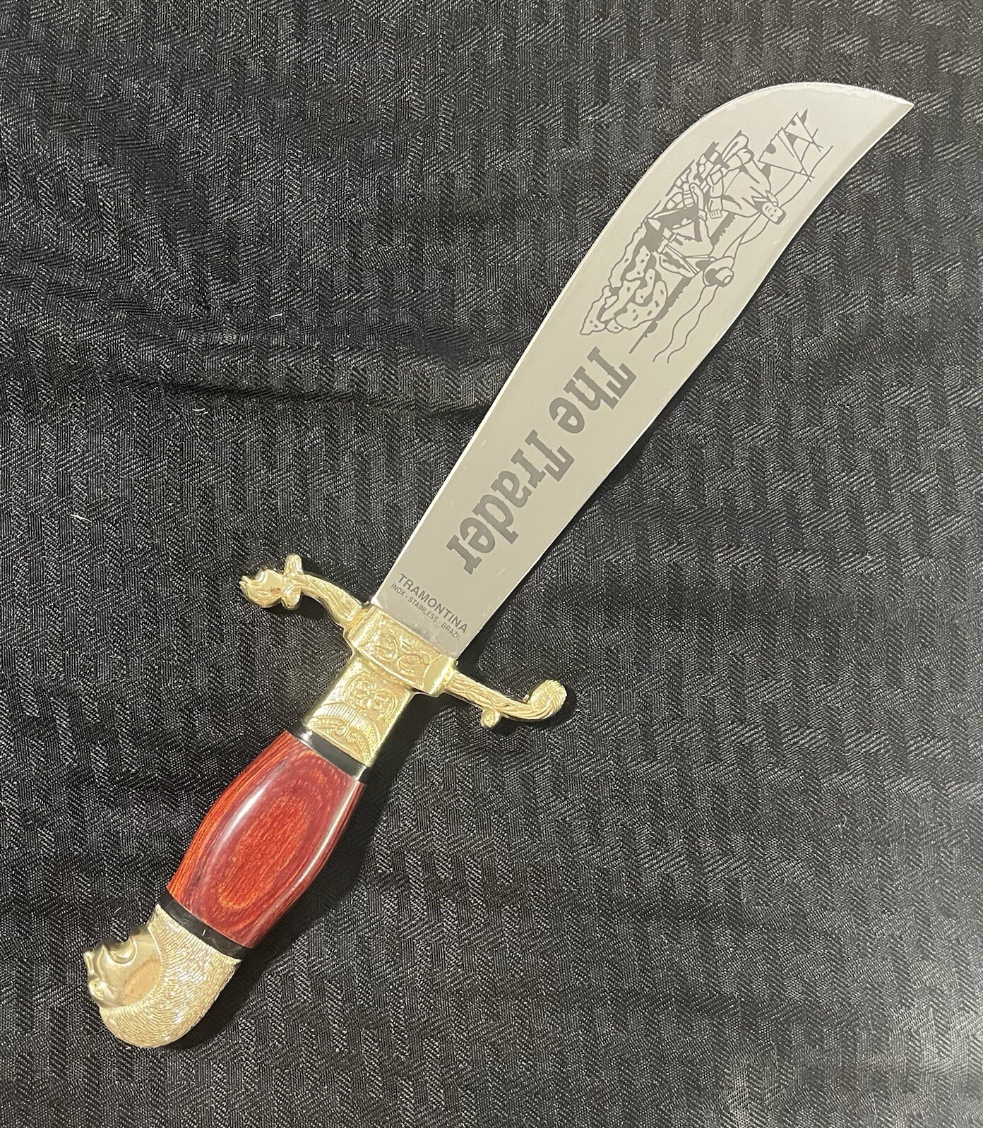 The Trader Tramontina Inox Fixed Blade Knife and Fur Covered Sheath 