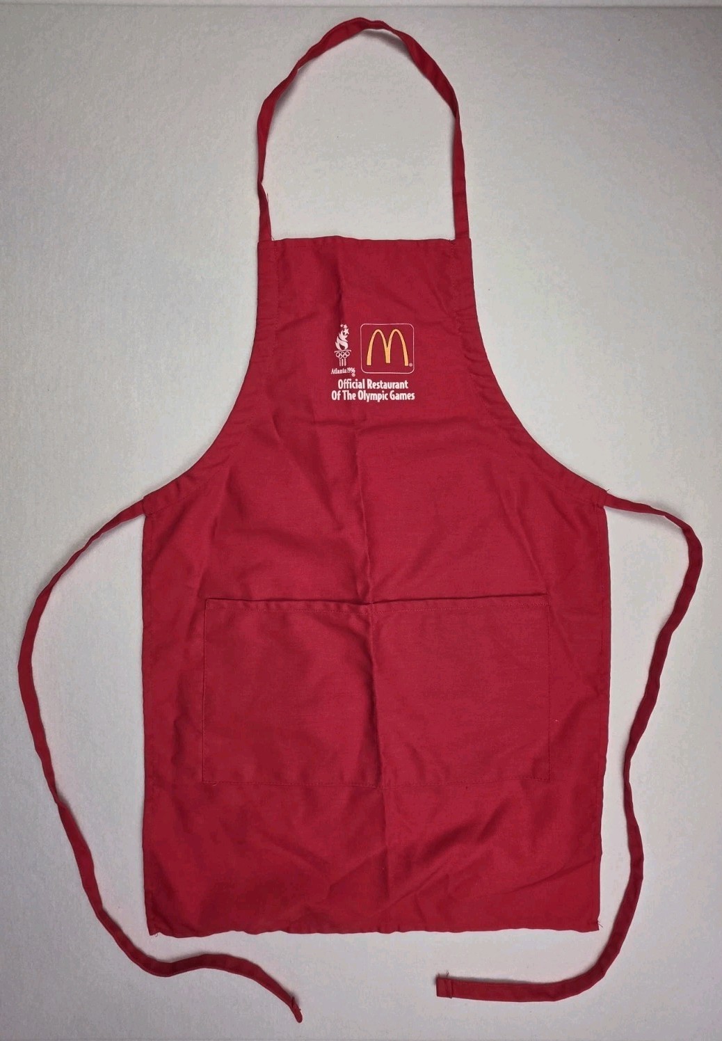 Vintage McDonald\'s 1996 Atlanta Games Official Restaurant Red Employee Apron USA