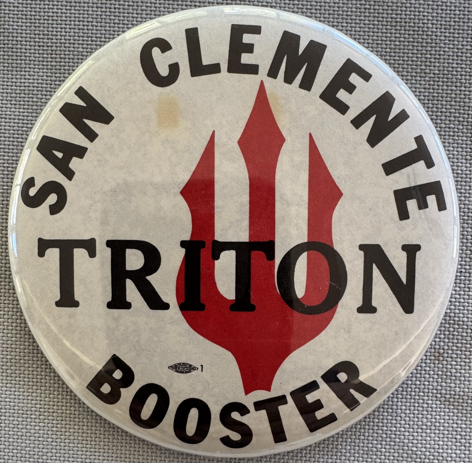 Vintage San Clemente Tritons Sports Booster Pinback pin Large 3.5 inches