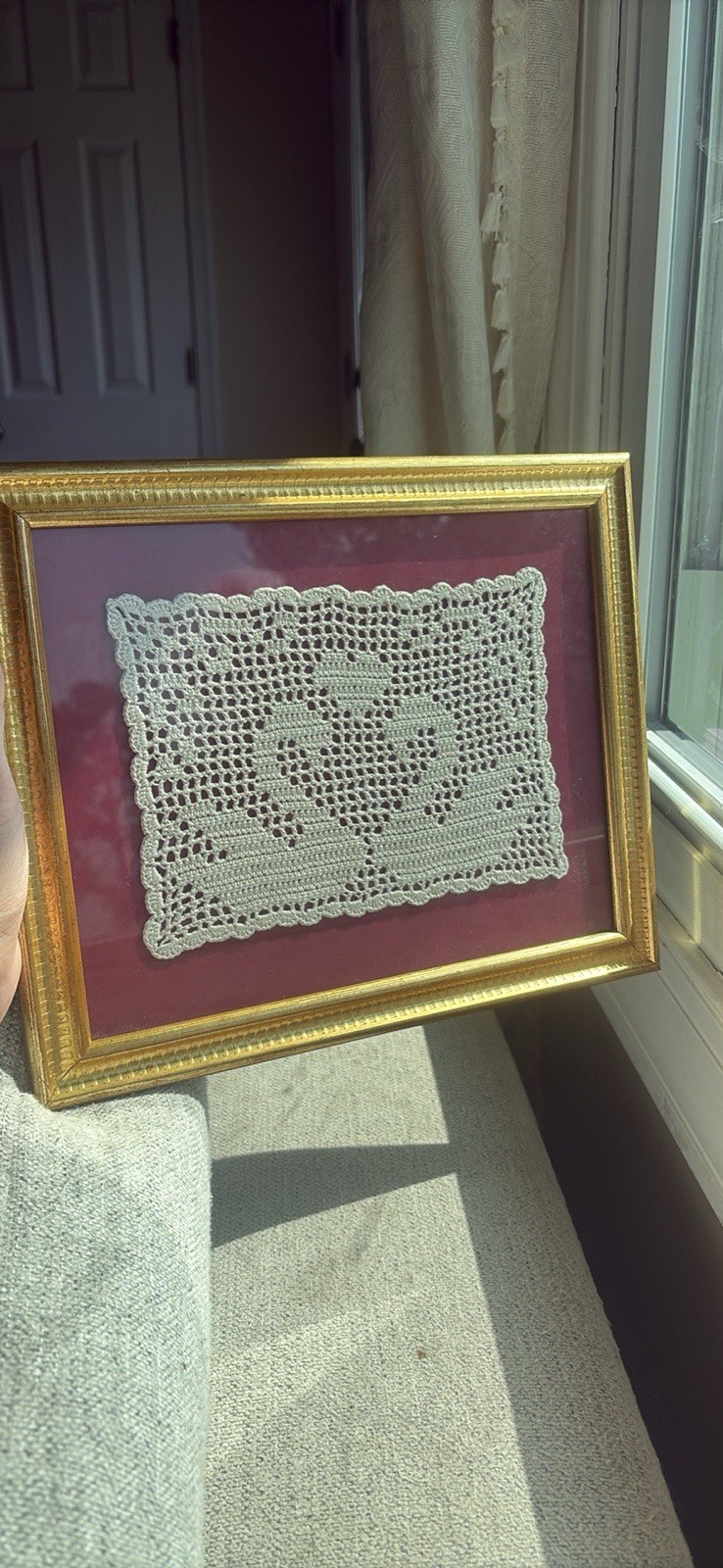Handmade Swan filet crochet 
